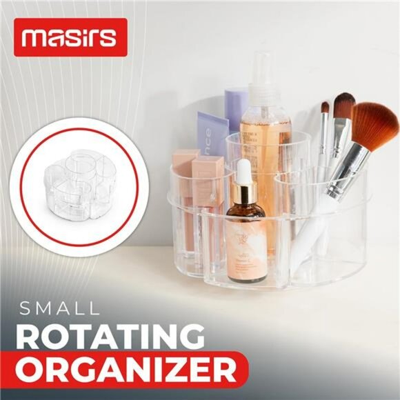 Clear Rotating Makeup Organizer Small 360 Spinning Cosmetic Storage Vanity Caddy - Picture 3 of 7